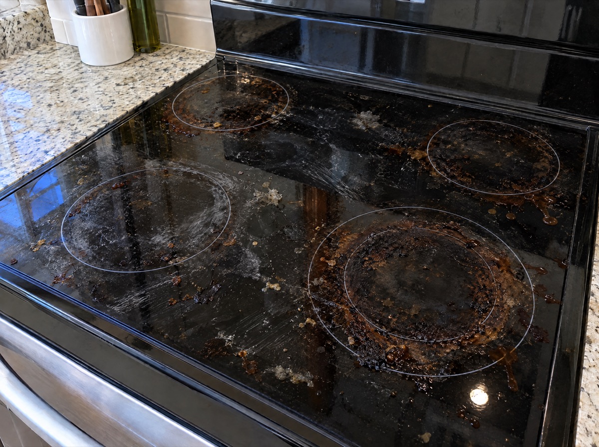 Stovetop with burnt-on rings
